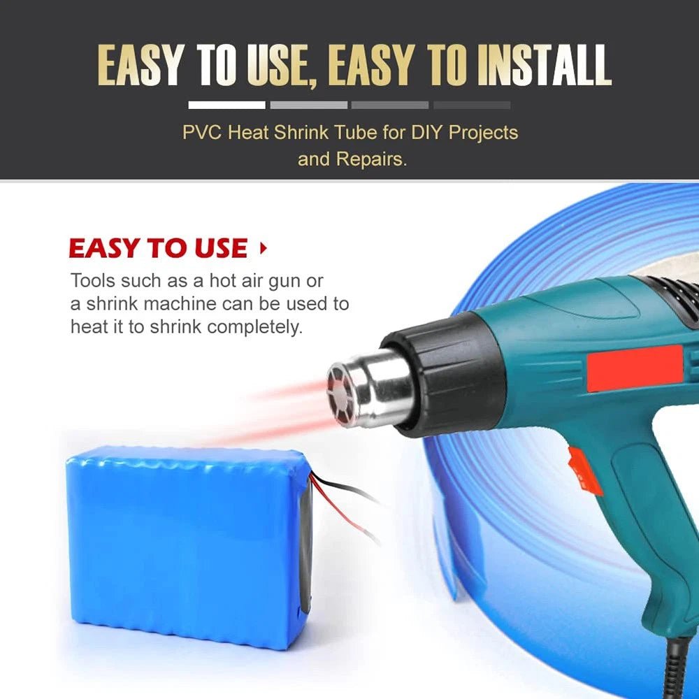 PVC Heat Shrink Tubing for RC Battery Packs — 125mm to 625mm Wide, 1M Length - HomeDIYer