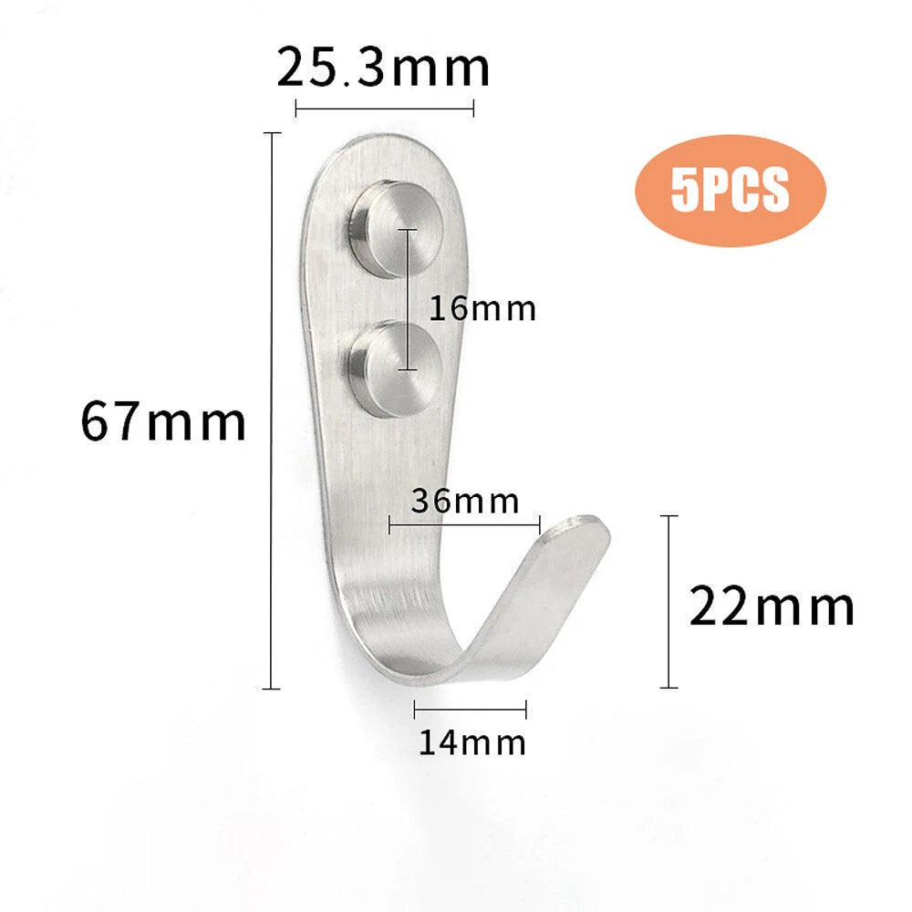 304 Stainless Steel Bathroom Kitchen Wall Door Holder Hook Hanger Hooks