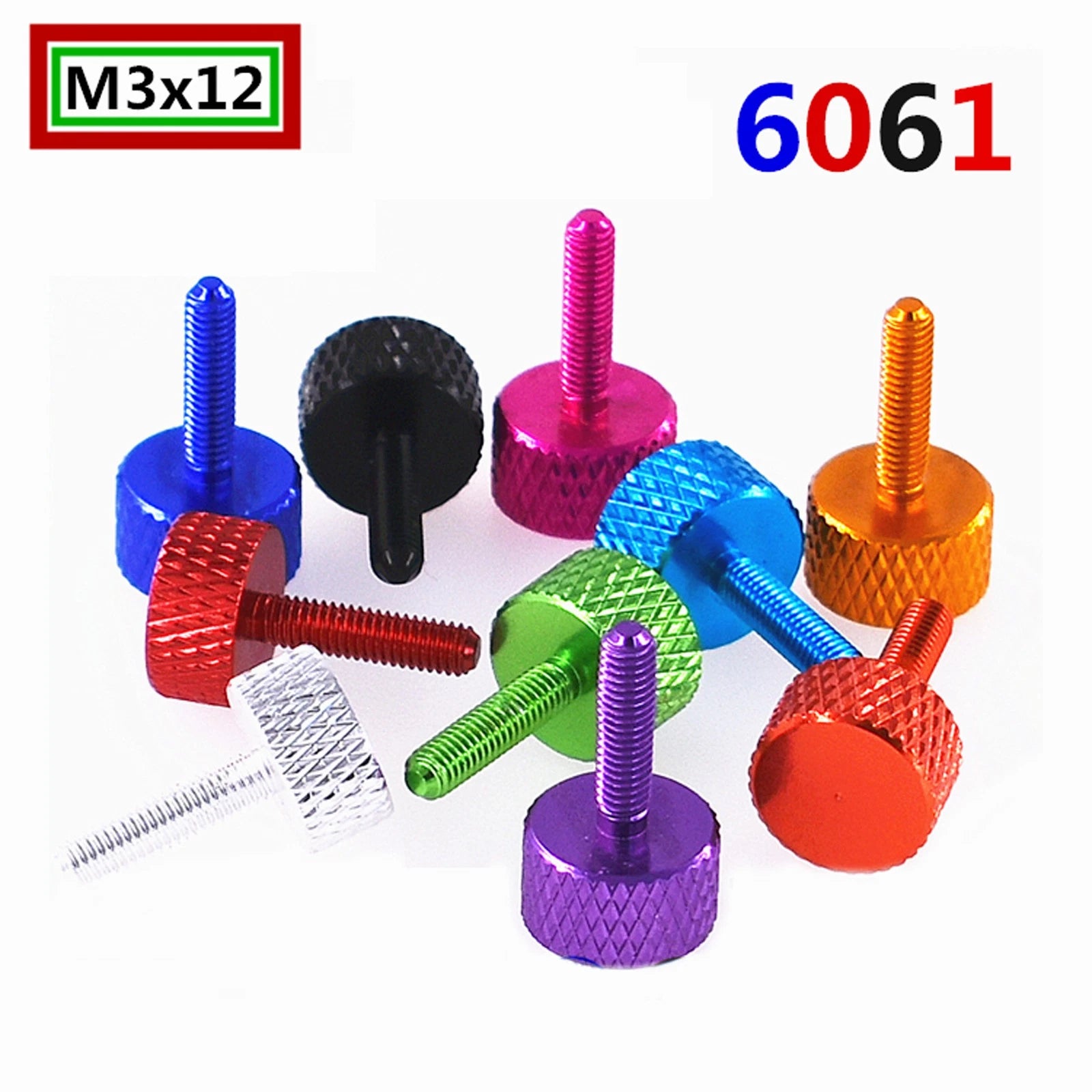 M3 Knurled Thumb Screws – Aluminum Alloy, Anodized Colors, M3×5mm to M3×50mm