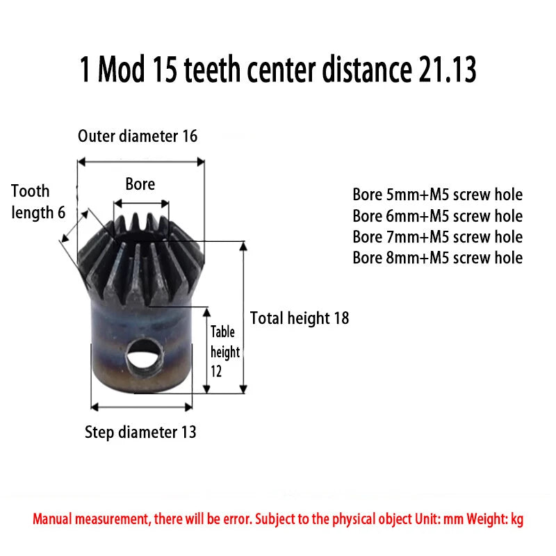 0.5/1/1.25/1.5/2 Mod Bevel Gear 12-40 Teeth Transmission Gears Bevel Teeth 90°