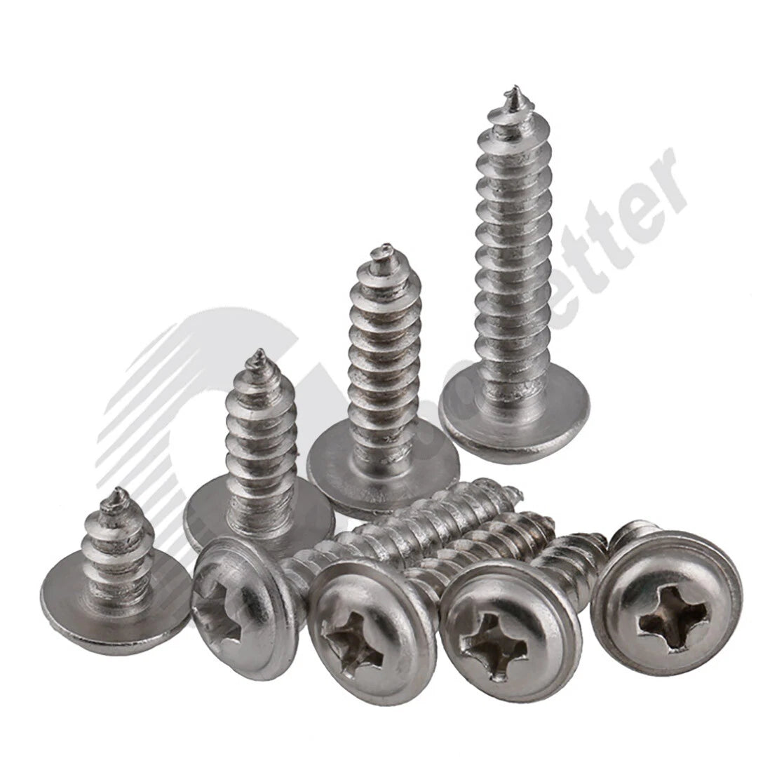 M1.2 M1.4 M1.7 M2 M2.3 M2.6 M3 M4 M5 Pan Head Self‑Tapping Screws with Washer – A2 304 Stainless Steel