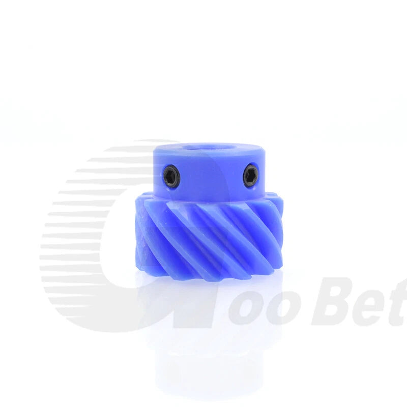 Module 2 Helical Gear 45° Left-hand 13-15 Tooth Nylon Pinion 14-20mm Bore Blue
