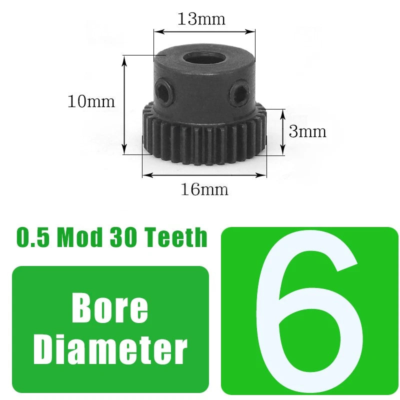 0.5 Mod 30 Teeth Spur Gear Transmission Gear With Step Motor Gears 45# Steel