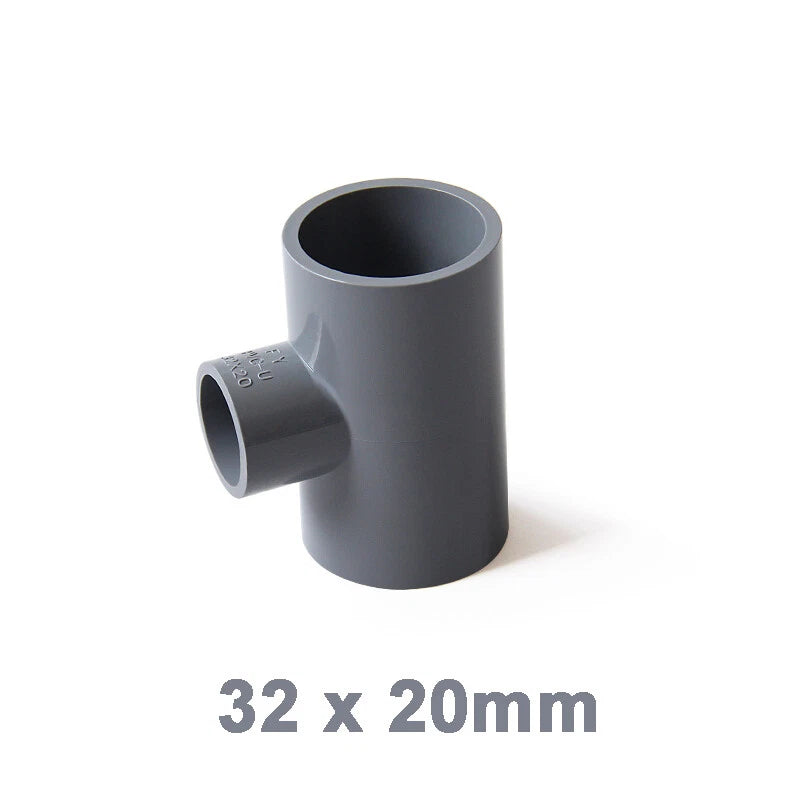 PVC Reducing Tee Pipe & Fittings Solvent Weld Pressure Adapter Connector Grey