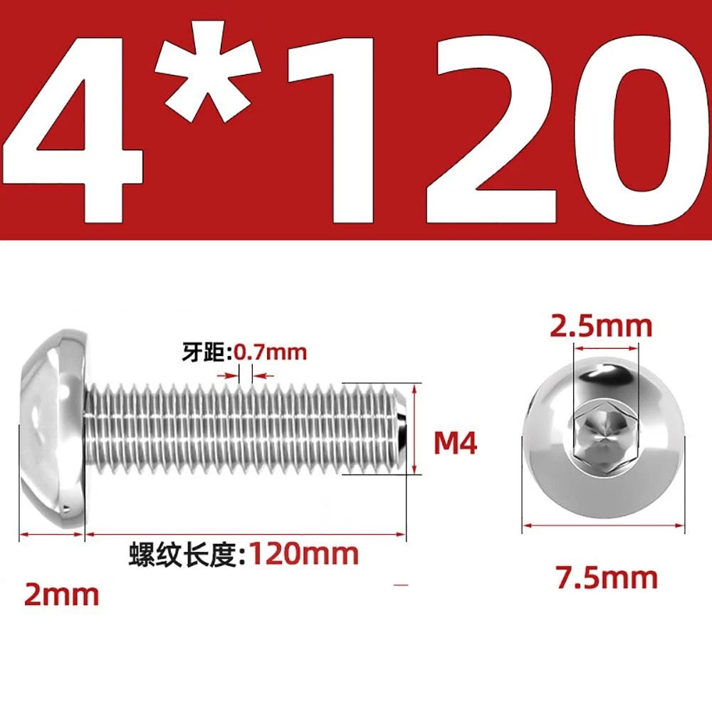 M1.6–M5 A2 Stainless Steel Button Head Socket Cap Screws – Round Pan Head, Hex Drive, Fully Threaded