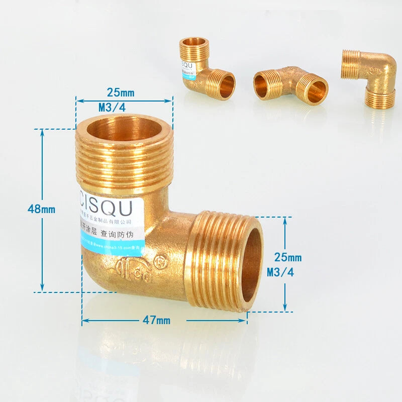 3/4" BSP Brass Pipe Fittings – Straight, Elbow, Tee, Union & Reducer Connectors