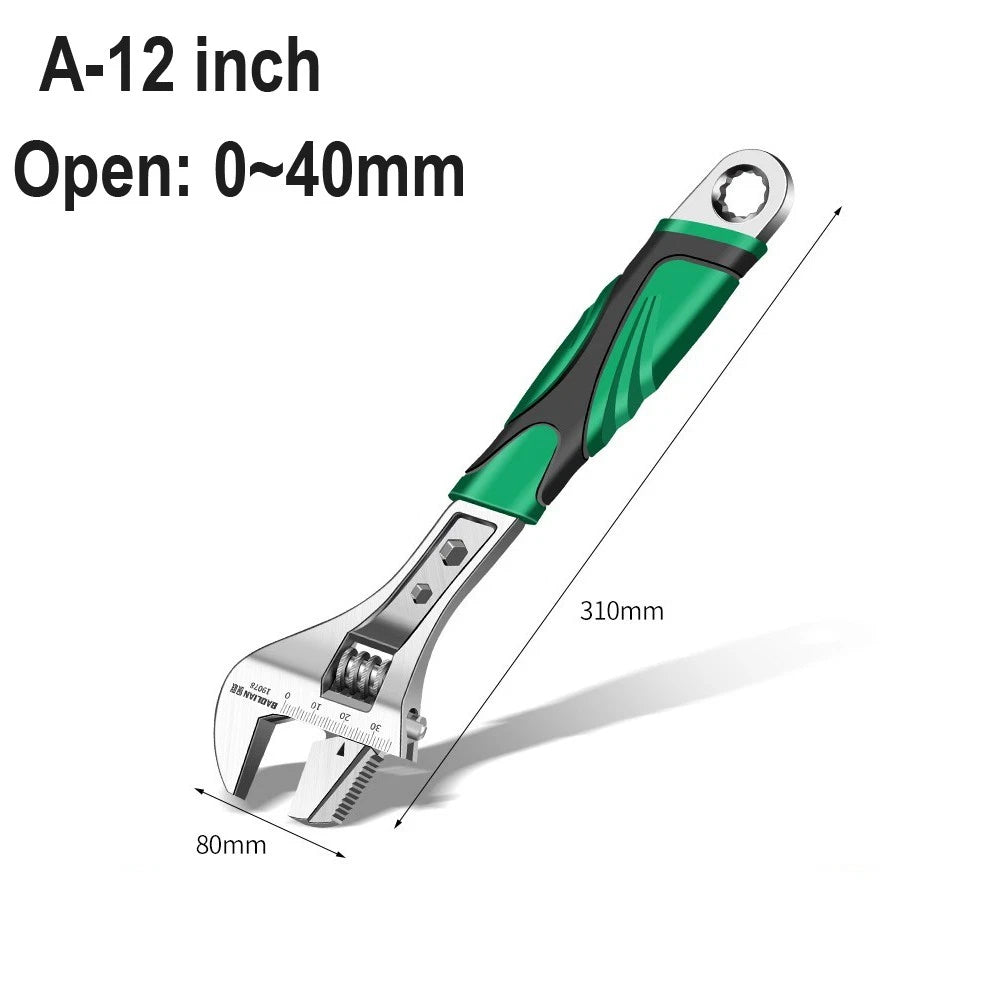 Adjustable Spanner Wrench 6 8 10 12" Cr-V Steel Metric Scale Strong Grip Handle