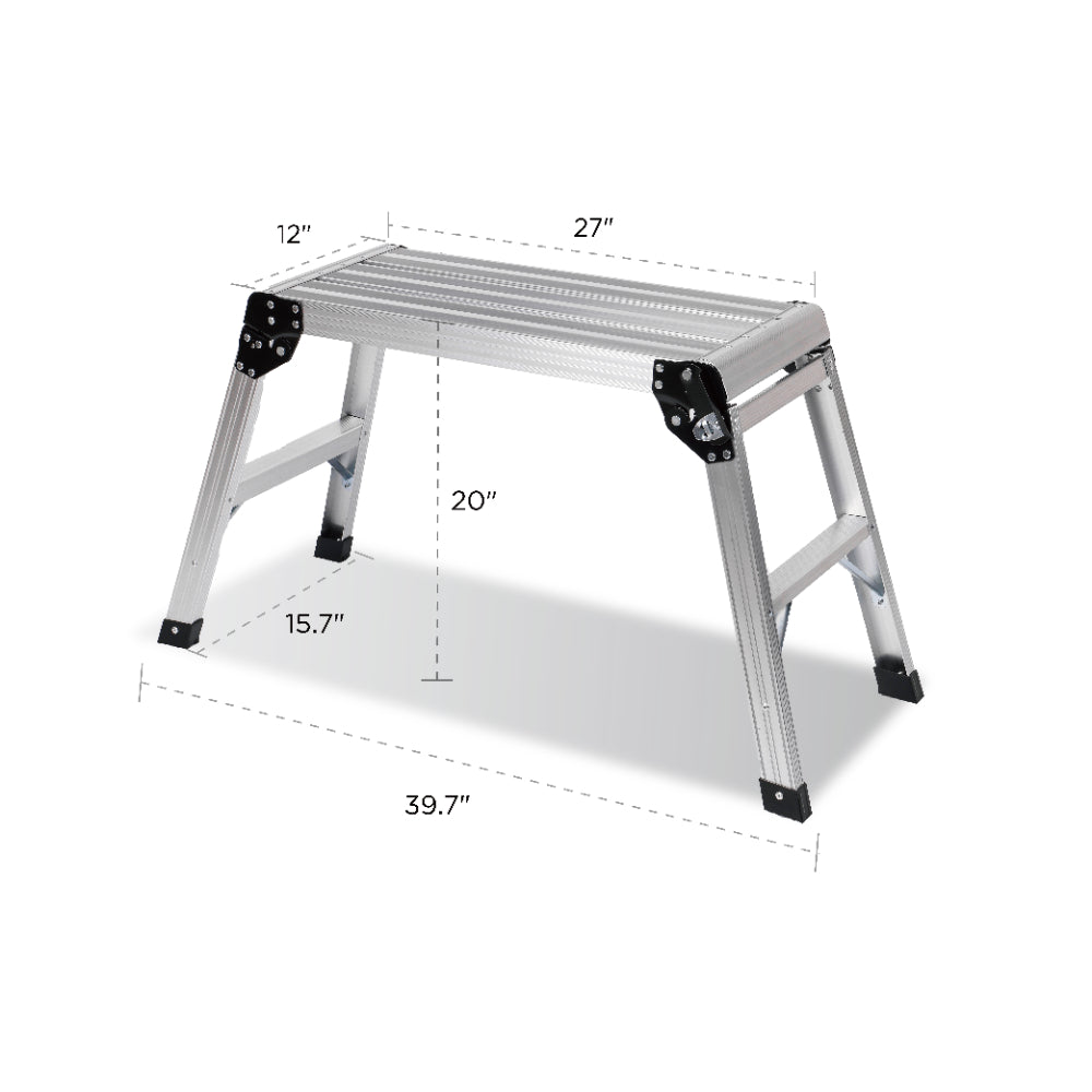 Folding Aluminum Work Platform — 330 lb Capacity, Anti‑Slip Surface, Silver, No Assembly Required