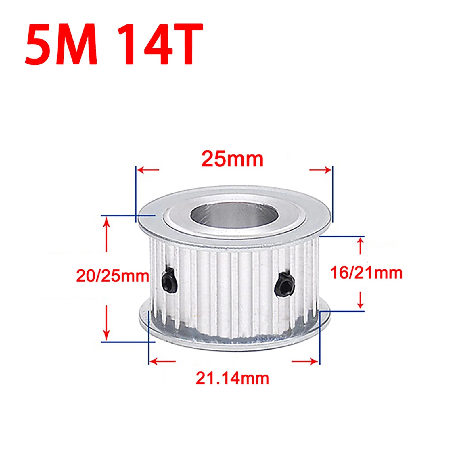 5M Timing Belt Pulley Drive Pulley Through Hole 10T -100 Tooth 21mm Width For 3D