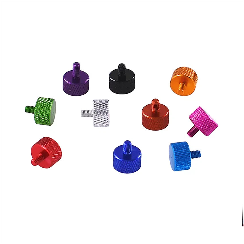 M3 Coloured Aluminum Knurled Thumb Screws – Flat Head Hand Grip Bolts