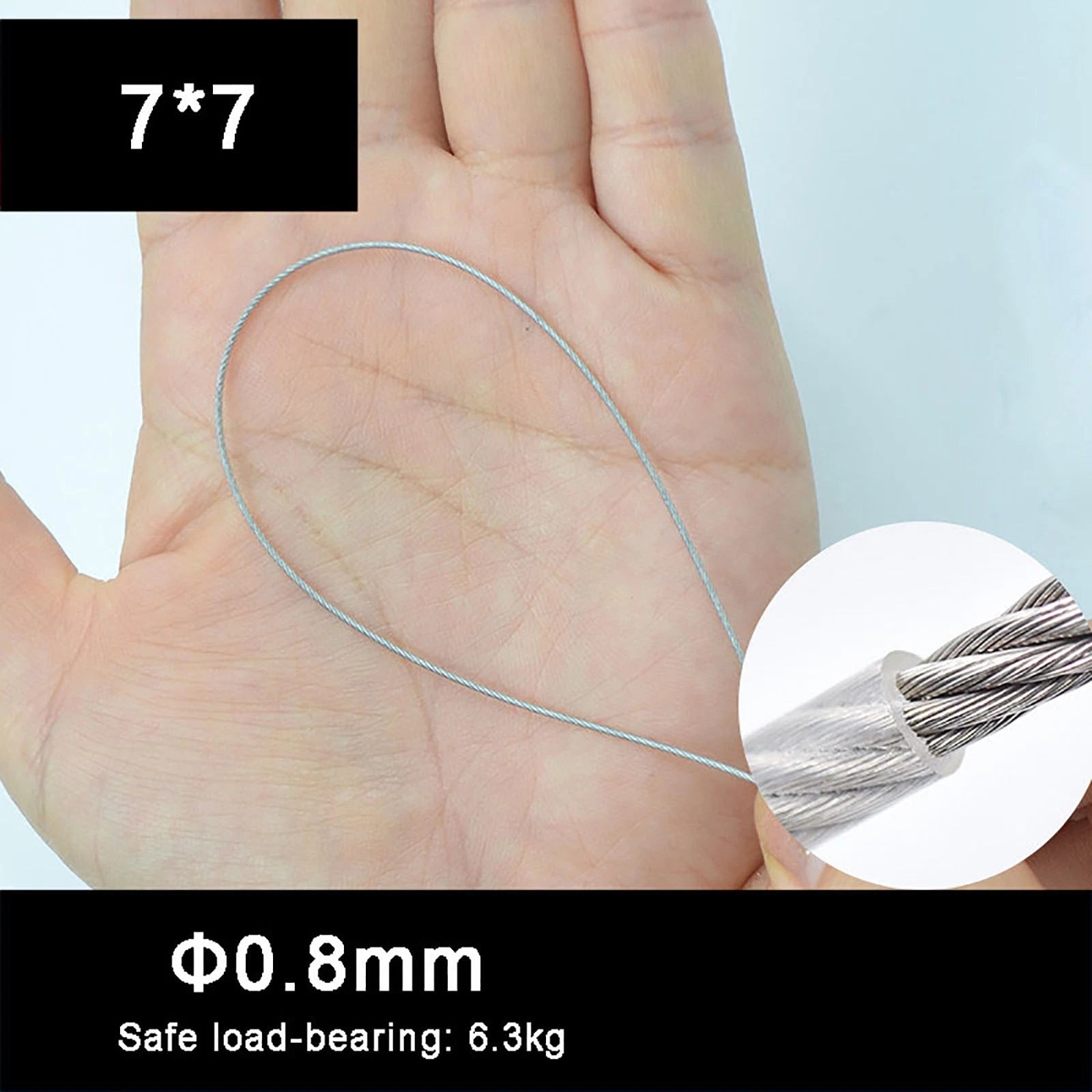 Stainless Steel Wire Rope Lifting Metal Cable Clear Black PVC Coated Φ0.6mm-5mm