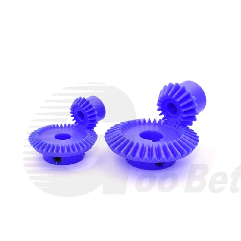 Module 1.5 Straight Bevel Gear Nylon 15 - 40 Tooth 1:2 Pairing 6-20mm Bore Blue