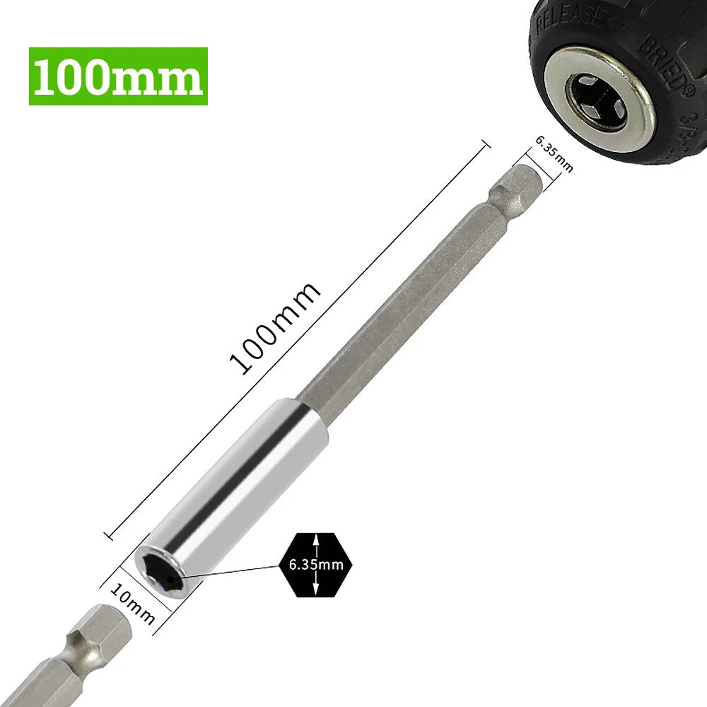 Hex Extension Rod Adapter Magnetic Driver Socket Wrench Long 60 100 150mm Bits