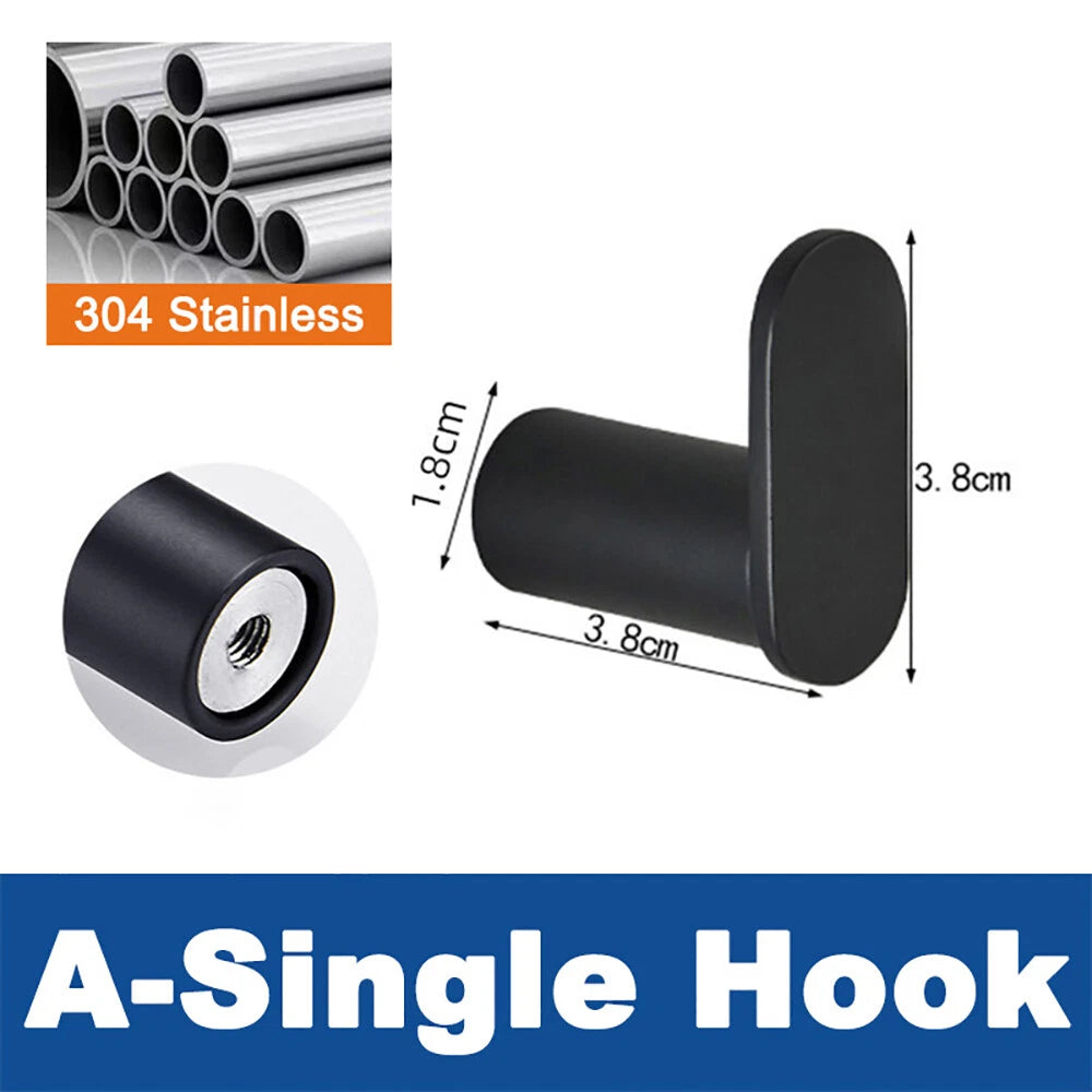 Coat Robe Hooks Stainless Wall Mount Door Hanger Bathroom Towel Black Multi-Type