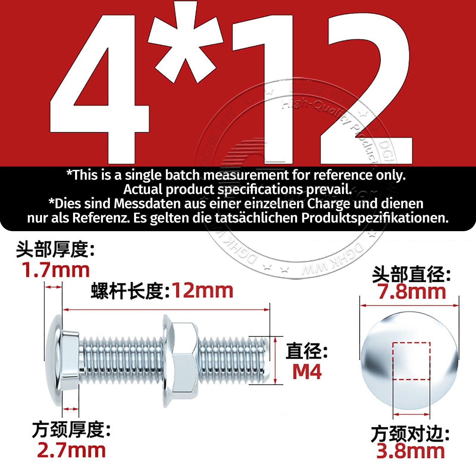 M4–M12 Cup Square Carriage Bolts with Hex Full Nuts | Zinc Plated | Sets of 2–50