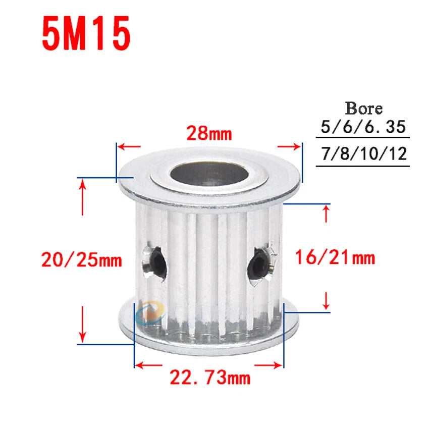 5M10-24T Timing Belt Pulley Synchronous Wheel,Bore 5-20mm,For 15/20mm Width Belt
