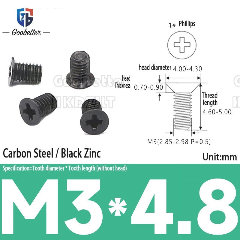 M3 Phillips Flat Head Machine Screws – Carbon Steel Countersunk Bolts, 3 mm to 15 mm - HomeDIYer