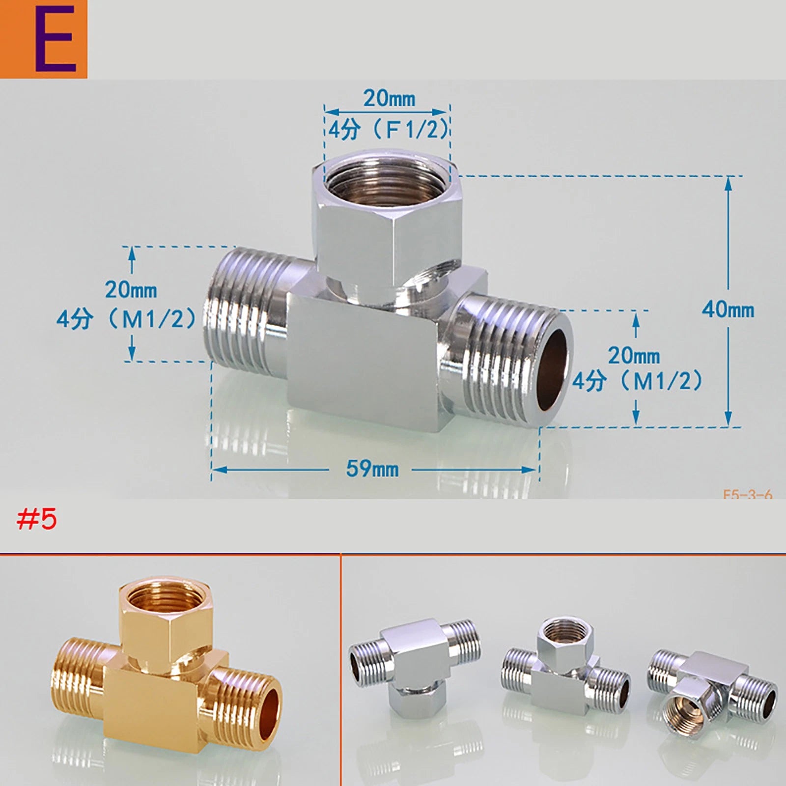 1/2" Chrome Brass Pipe Fittings – Tee & Elbow Connectors (Multiple Thread Types)
