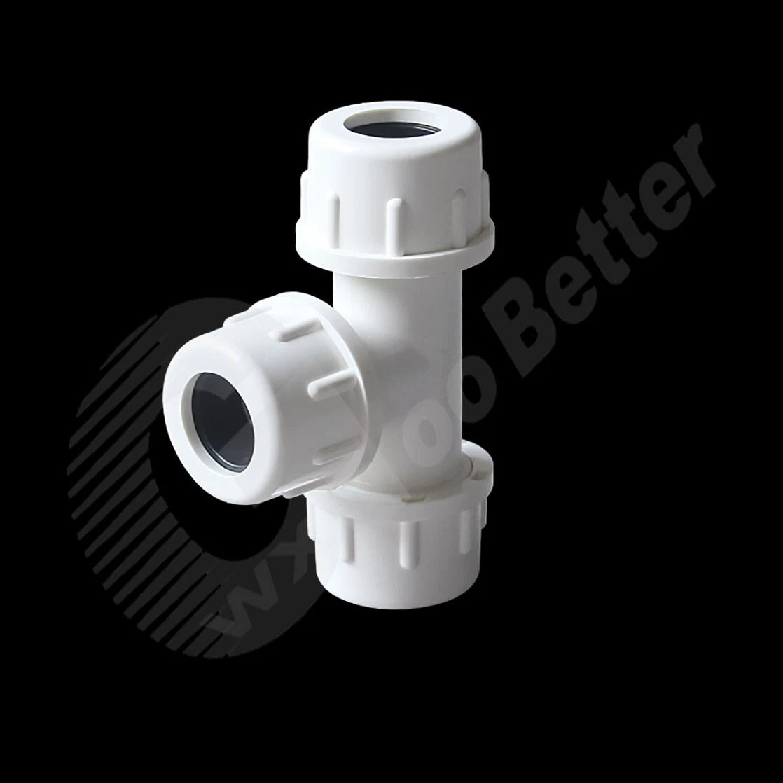 PVC Tee Connectors White Φ20mm Φ25mm~Φ50mm Fittings Union Connectors Lengthened