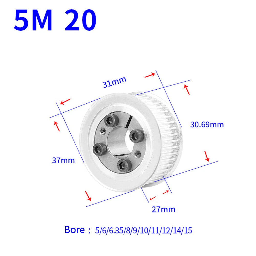 HTD-5M 18T-45T Timing Belt Pulley With Expansion/Tension Sleeve Teeth Width 27mm