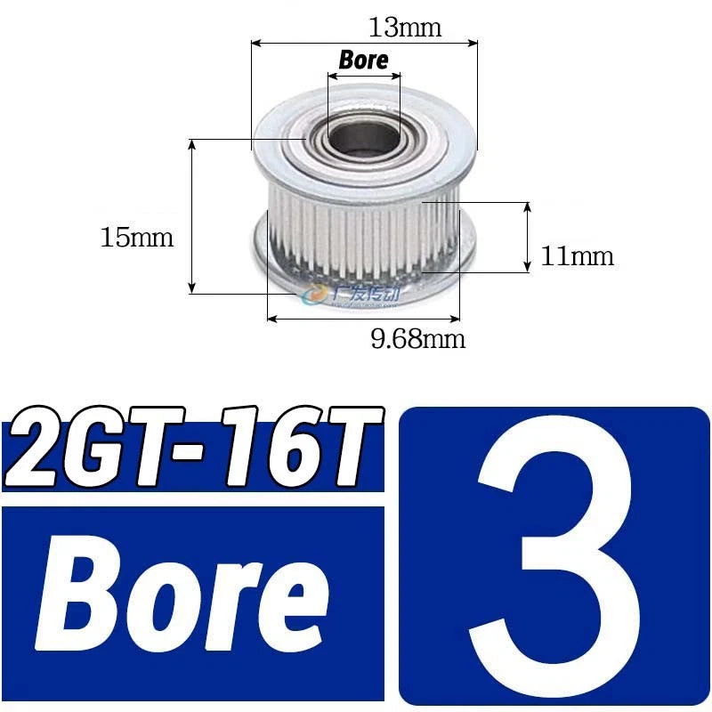 GT2 Timing Belt Pulley 16-100 Teeth 6-10mm Teeth Width Bore 3mm-25mm For 3D