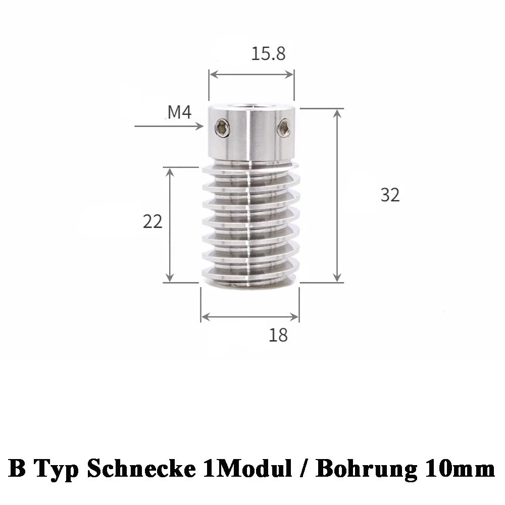 Stainless Steel A2 Module 1 Worm Shaft Worm Gear Wheel 15 to 60 Tooth Precision