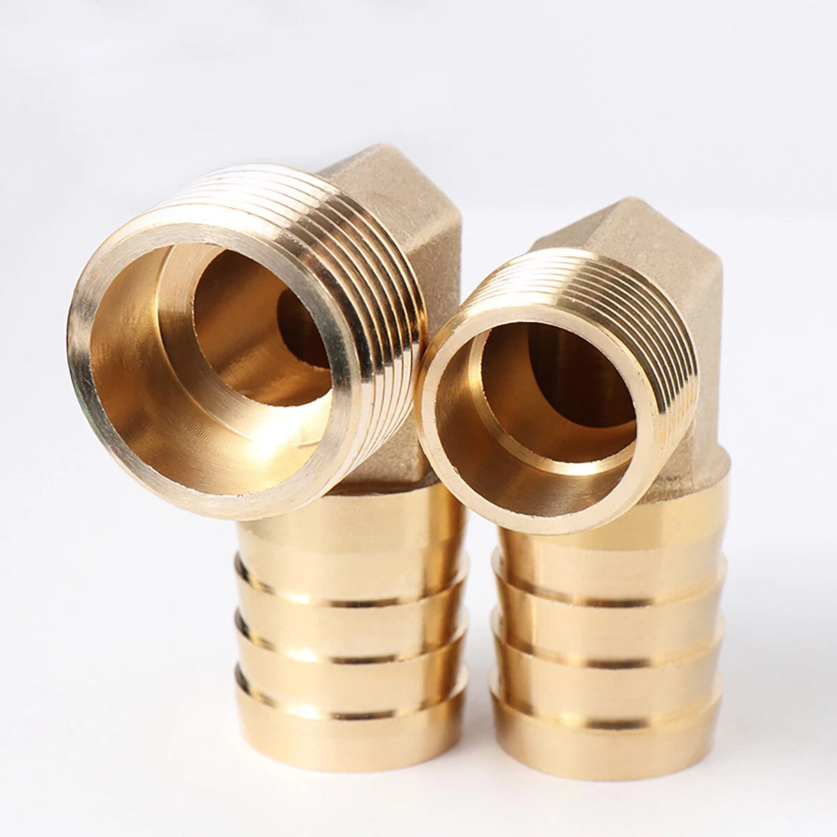 Brass 90° Elbow Barbed Hose Tail Fitting — Male & Female NPT Thread, Air Water