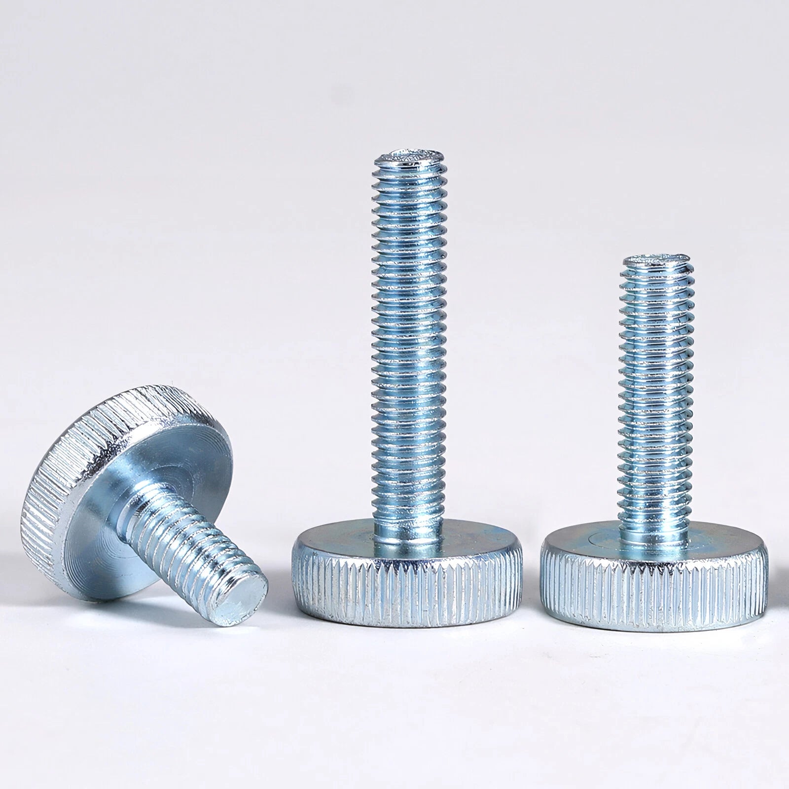 Knurled Thumb Screws with Large Flat Head — A2 Stainless Steel & Galvanized, M3 to M10