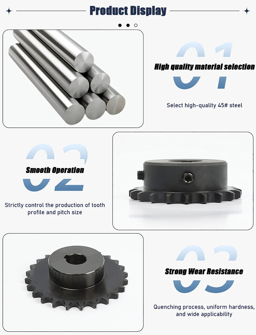 45#Steel Roller Chain Sprocket Wheel 04C Pitch 6.35mm 21~26 Teeth Bore 8~25mm