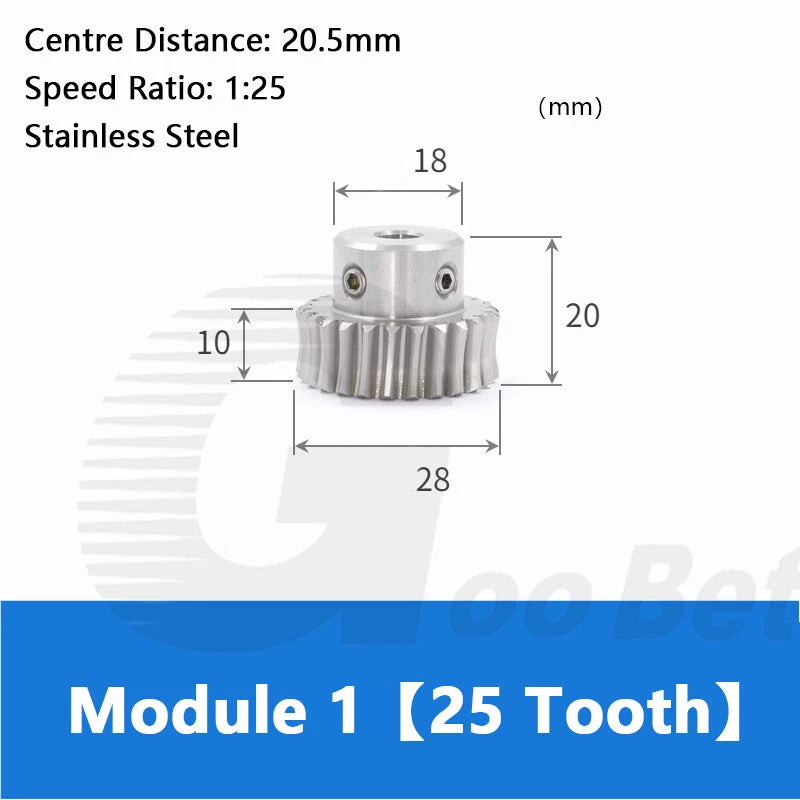 Module 1 Worm Shaft Worm Gear Wheel Stainless Steel 15 to 60 Tooth Precision 304