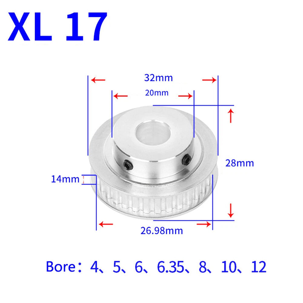XL 15T-60T Timing Belt Pulley Pitch 5.08mm With Keyway Drive Pulleys Width 14mm