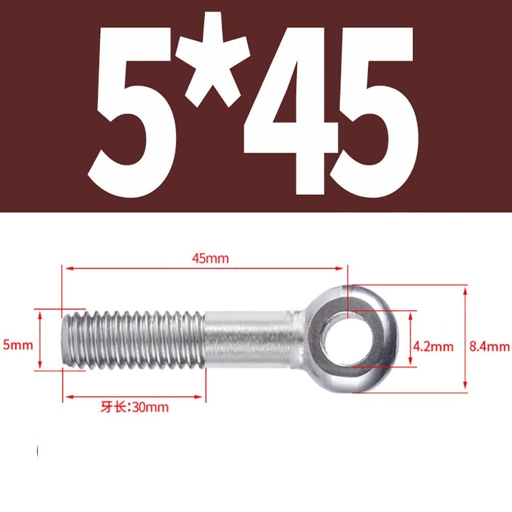 M5 - M24 A2 304 Stainless Steel Partially Threaded Forged Eye Bolts with Rings for Wire Rope & Hanging - HomeDIYer