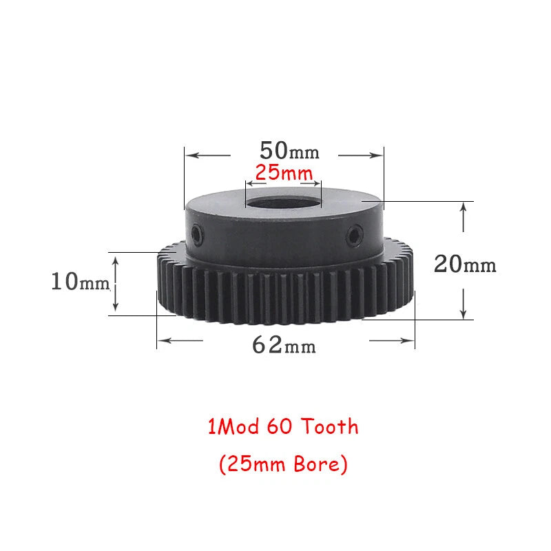 1pcs 1Mod 60 Tooth Spur Gear 62mm Outer Diam Drive Gear Motor Gears-Choose Bore