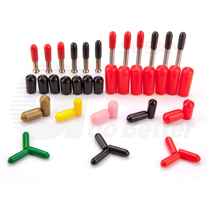 PVC End Caps for Screws, Bolts, Rods & Tubes – Thread Cover Protector, Cable Insulation Caps (1.3mm – 90mm, Black, 15-50mm Lengths)