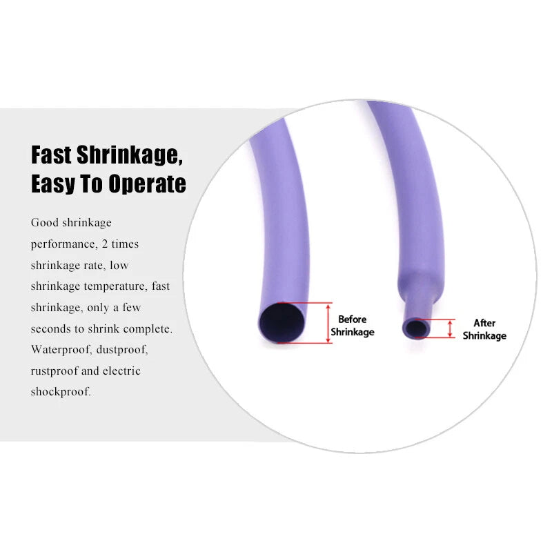 Purple Heat Shrink Tubing 2:1 — φ1.5mm to φ50mm | Electrical Wire Sleeve