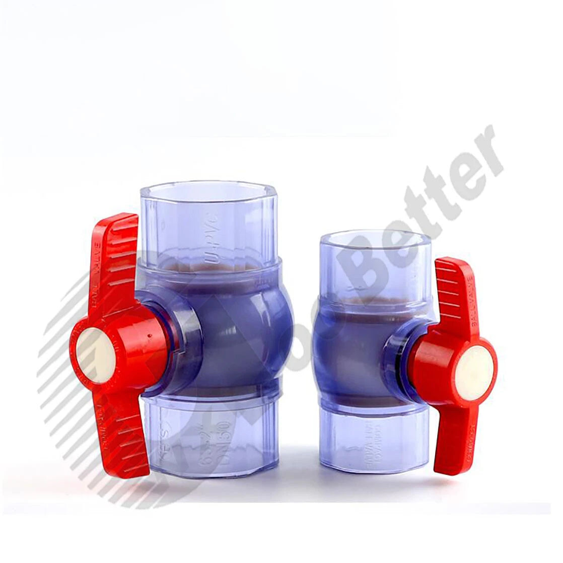 UPVC Ball Valves Clear Φ20mm Φ25mm~Φ63mm UPVC Plumbing Fittings On Off Valves