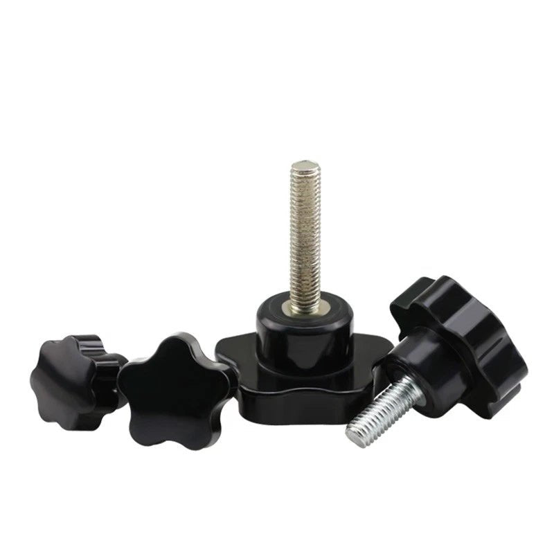 M10 Plastic Five‑Star Thumb Screws – Hand Clamping Knob Bolts, 25‑80mm Lengths (Black) - HomeDIYer