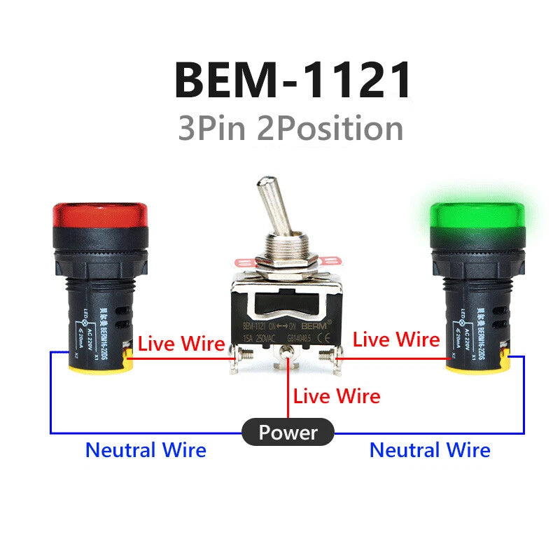 Waterproof Toggle Switch BERM Series — 15A 250V, 2/3 Position, 2–6 Pin, Latching & Momentary, Car Boat Panel