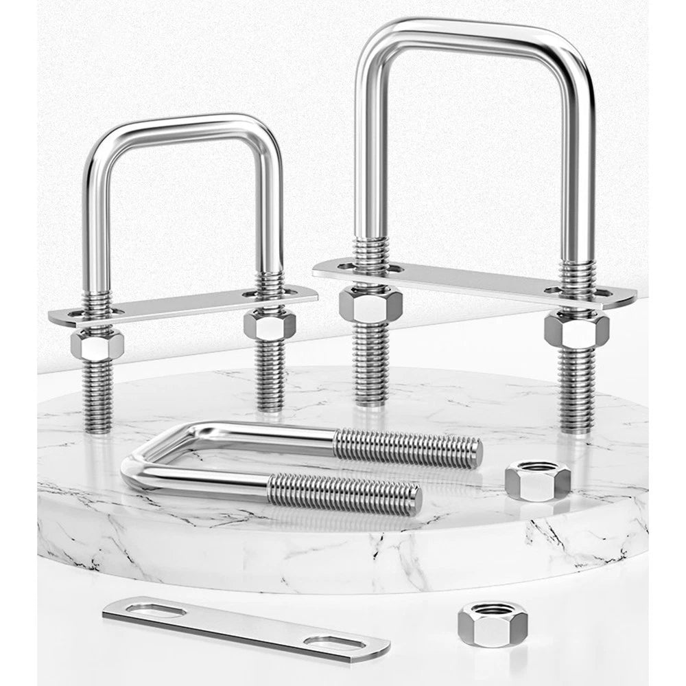M8 Square U - Bolts Stainless Steel A2 with Plates and Nuts — Multiple Sizes - HomeDIYer