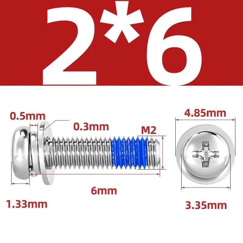 A2 Stainless Steel Phillips Pan Head Machine Screws with Flat & Spring Washers — M2 to M10 - HomeDIYer