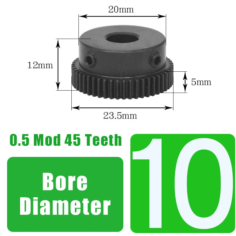 0.5 Mod 45 Teeth Spur Gears Transmission Gear With Step Motor Gears 45# Steel