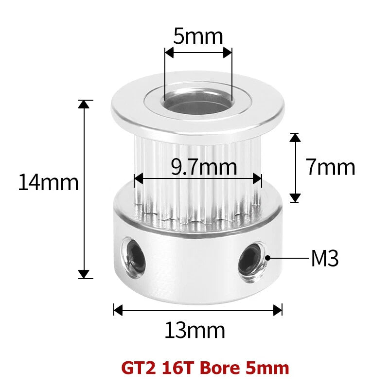 2GT 16T-40T Timing Belt Pulley Synchronous Aluminium 3D Printer Extruder Gear