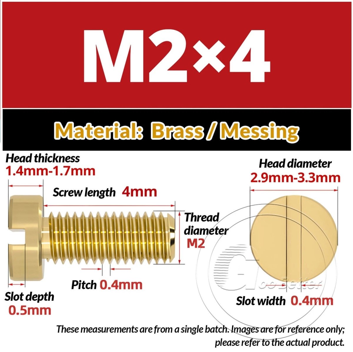 Brass Slotted Pan Head Machine Screws — M2 to M10, Multiple Lengths - HomeDIYer