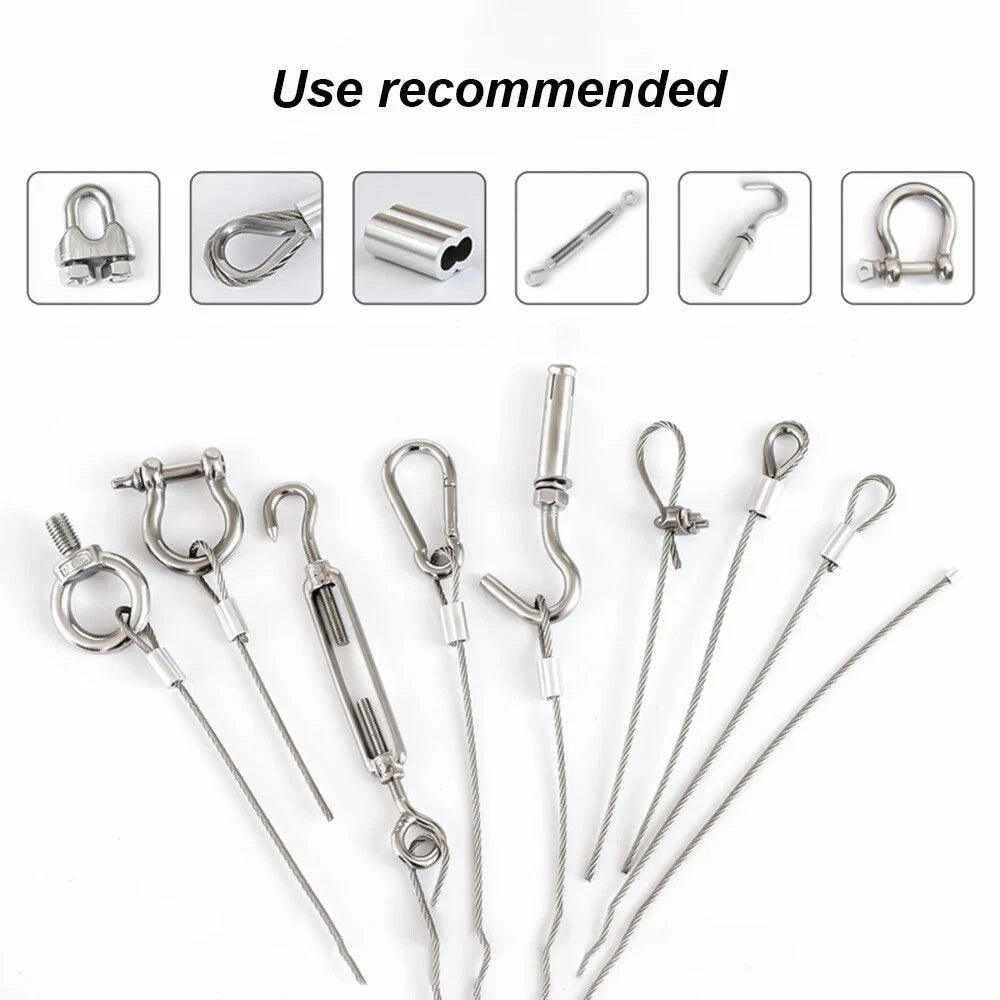 0.3-4mm 304 Stainless Steel Wire Rope Marine Grade Metal Cable 7 x 7 Clothesline
