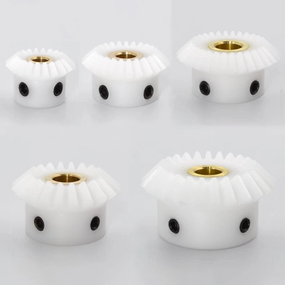 Module 1M Ratio 1:2 White POM Umbrella Bevel Gear 20/40 Teeth Bore 5/6/8/10/12mm