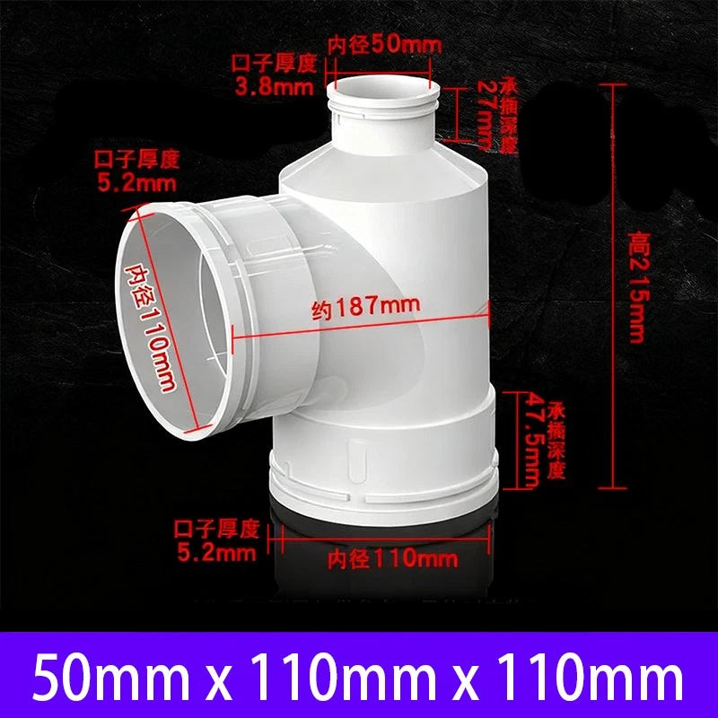 3-Way PVC Drainage Pipe Tee Adhesive Connector Reducer (Bottle shape) Fittings