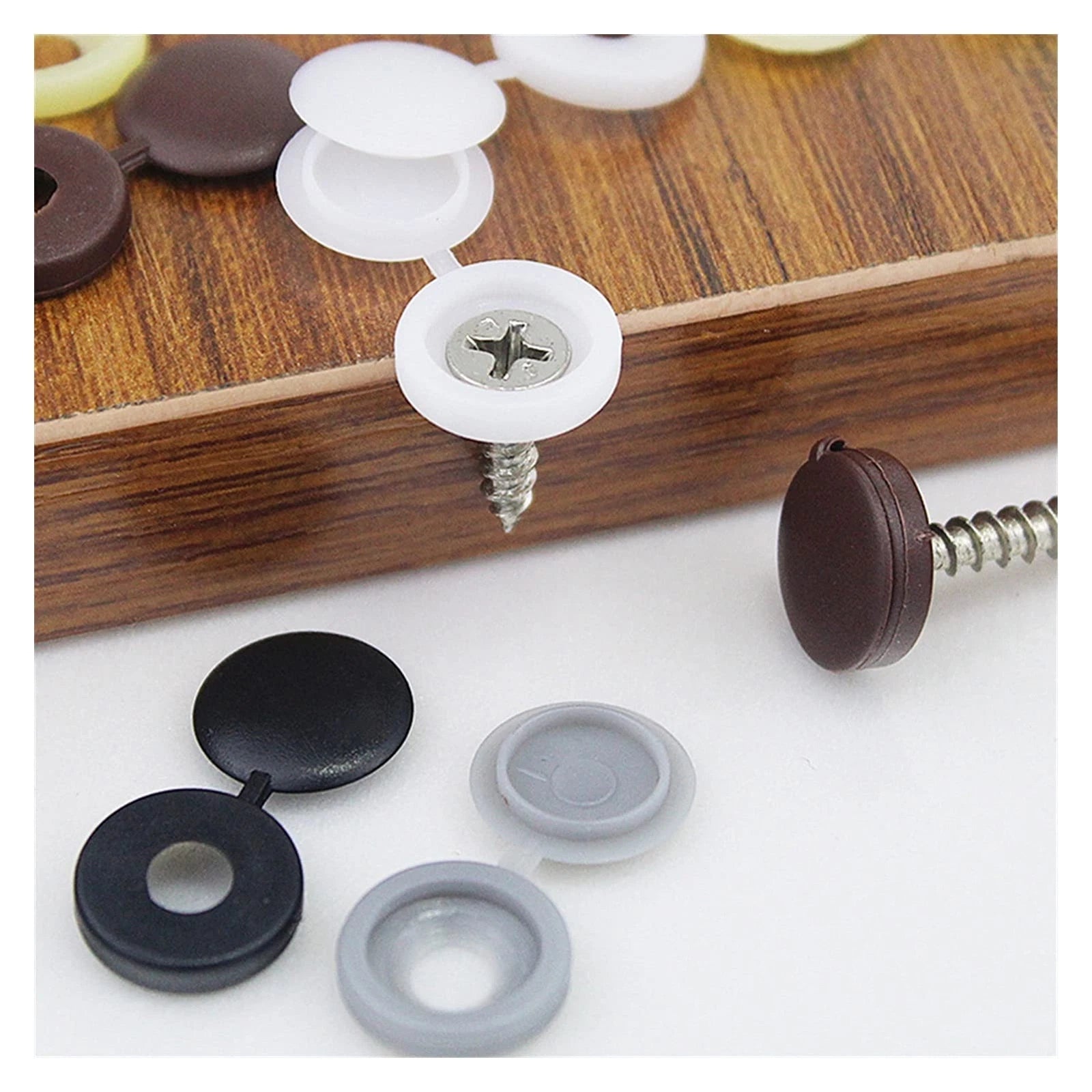 Hinged Screw Cover Caps for M4 M5 Screws – Fold Over Design, Multiple Colors, 50–2000 Pack
