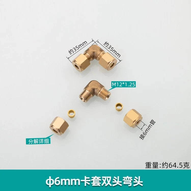Brass Compression 90° Elbow Fitting — Double Ferrule Connector for Copper Tube