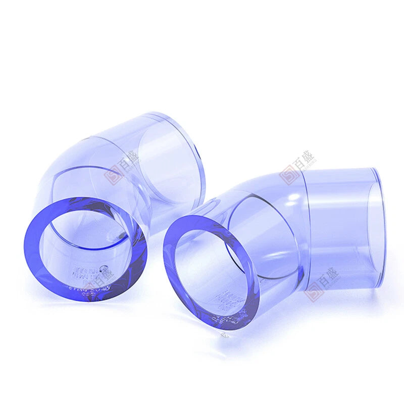 UPVC Clear 45° Elbow Plumbing Pipe Fittings For Aquarium & Fish Tank 20mm-110mm