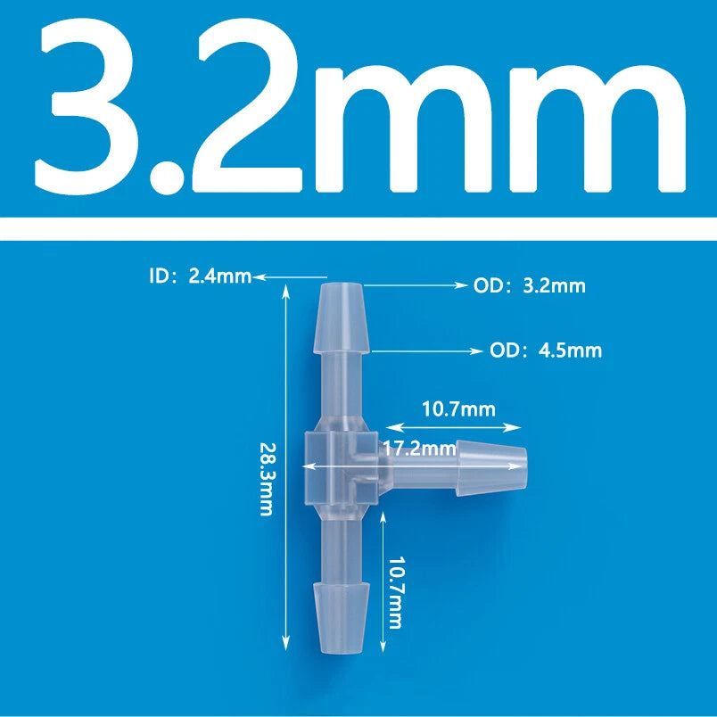 T-Type Three Way Plastic Barbed Hose Connector — Equal Tube Joiner Fitting